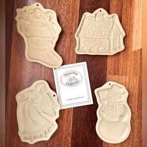 Vintage Brown Bag Cookie art Molds Lot of 4 plus cookie recipe book